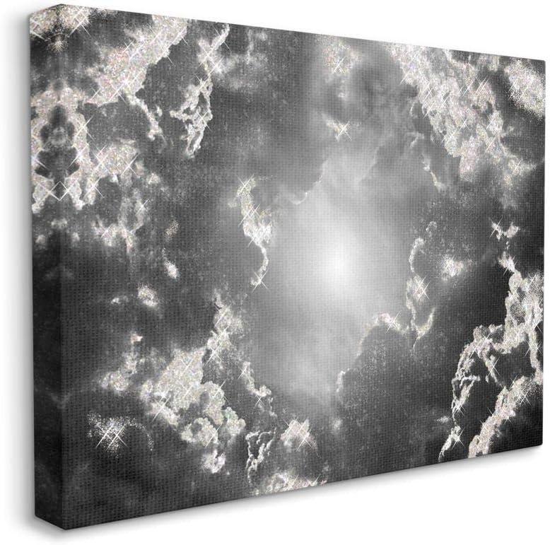Stupell Industries Sun Centered Behind Dark Sparkled Clouds Black White, Designed by Ziwei Li Wall Art, 36"x48", Canvas