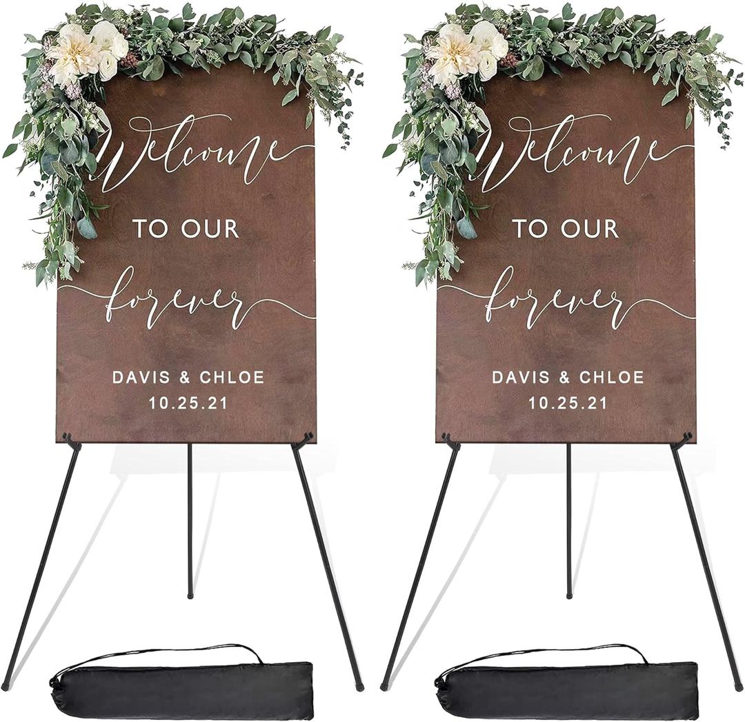 DANMO Easel Stand for Wedding Sign Poster 63'' Instant Display Easel for Floor Adjustable Metal Art Easel Black 2 Pack