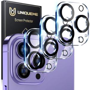 UniqueMe [3 Pack Compatible for iPhone 14 Pro Max/iPhone 14 Pro Camera Lens Protector Tempered Glass,[Case Friendly][Scratch-Resistant][Night Shooting Mode] - Clear (Transparent)