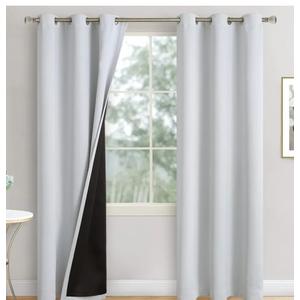 Greyish White Blackout Curtains 84 Inch Length 2 Panels for Living Room, Thermal Insulated 100% Light Blocking Soundproof Grommet Window Curtains for Bedroom with Liner, Each 42 Inch Wide