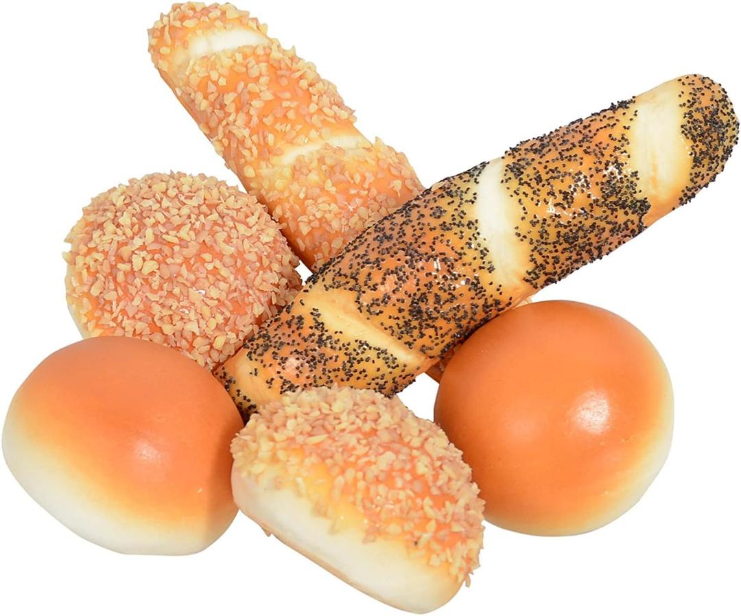 Artificial Bread and Rolls - Fake Bread and Rolls for Display, 6 Pieces