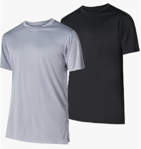 Men’s Athletic Short Sleeve Gym Workout T-Shirts 2 Pack Mens Dry Fit Tees Moisture Wicking Crew Neck Running T Shirt for Men L