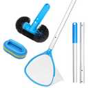 TidyMister 4-in-1 Spa Cleaning Set - Hot Tub Small Pools Maintenance Accessories Kit with Skimmer Net Round Brush Scrubber and 2ft Pole