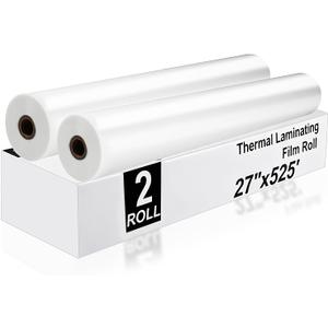 HERKKA 2 Pack Thermal Laminating Film Roll, 1" Core, 1.5 Mil Clear Laminate Rolls, 27" x 525', School Lamination