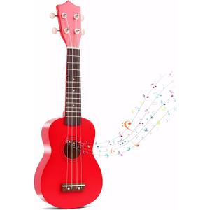21 Inch Wooden Kids Toddler Child Children Acoustic Guitar Musical Instruments Ideal for 3-9 Year Old Boys Girls Gifts (Red), mini