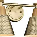 FEMILA Bathroom Light Fixtures, 2-Light Bathroom Vanity Lights Over Mirror, Antique Gold Wall Sconces, Hammered Metal Shade, 4FG59B-2W BG