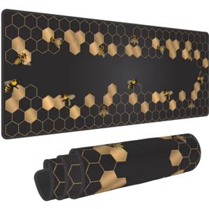 Honeycomb Bee Gaming Mouse Pad Extended Large Mouse Mat 31.5 X 11.8 Inch Nonslip Rubber Base Long Desk Pad Stitched Edges Mousepad Mice Pad for Office Home Game