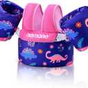 Nemone Toddler Swim Vest for 22-70 lbs Kids Floaties Swim Jacket with Arm Water Wings for Girls Boys 1 2 3 4 5 6 7 Years Old Beach Pool 20 30 40 50 60 66 Pounds Puddle Jumper (Pink Dinosaur)