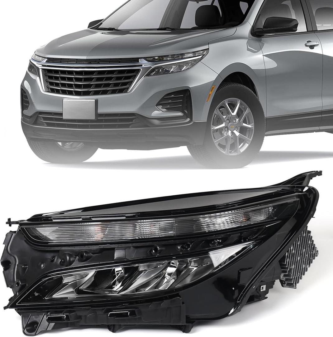 Huray LED Headlight Assembly Fit for Chevy Equinox LS 2022 2023 2024 LH OE Factory w/Halogen Turn Signal Headlamp Replacement for 85538059 GM2502531 Left Driver Side