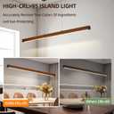 47" Wood Linear Pendant Light,Dimmable Kitchen Island Lighting with Remote,28W LED Island Lights for Kitchen,Linear Chandelier for Dinning Room Light Fixture,Pool Table Light Walnut