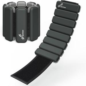 Sportneer Wrist & Ankle Weights for Women Men - 1 Pair (1 lb/2 lb Each) | Adjustable Weighted Bracelet Silicone Bangles for Yoga, Dance, Pilates, Cardio, Aerobics, Gym, Pool Exercises and Jogging (Polar Night Black)