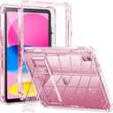 INFILAND Kids Case for iPad A16 11 inch 11th Generation,iPad 10th Generation Case 10.9 Inch, Clear Heavy Duty Shockproof Protective Cover with Stand, Glitter Cute Shell for Girls, Women (Pink)