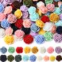 Giegxin 200pcs Flatback Resin Rose Flower Charms Flower Beads Cabochons 17mm 20mm Undrilled Random Mixed Colors Charms Floral Decor for DIY Craft Phone Case Scrapbooking Necklace Hair Clip Decor