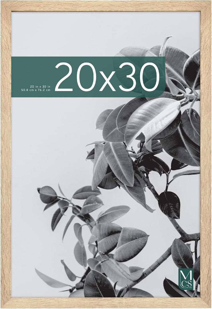 MCS Studio Gallery 20x30 Poster Frame Natural Woodgrain, Vertical & Horizontal Wall Hanging Large Picture Frame for Photos, Posters & Art Prints (1-Pack)