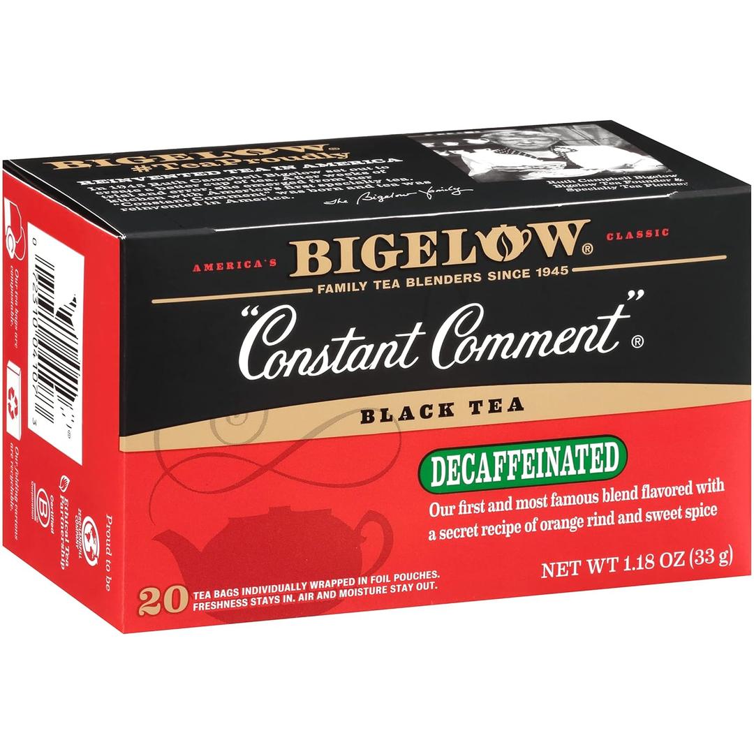 Bigelow Decaffeinated Constant Comment Black Tea Bags, 20 Count Box (Pack of 6) Decaf Black Tea, 120 Tea Bags Total, 07/2028 Bigelow Decaffeinated Constant Comment Black Tea Bags, 20 Count Box (Pack of 6) Decaf Black Tea, 120 Tea Bags Total, 07/2028