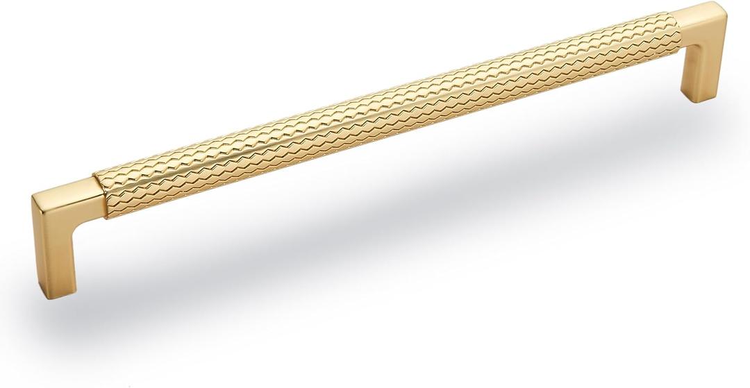 6 Pack 7.5 inch(192mm) Brushed Gold Cabinet Pulls Knurled Cabinet Handles Cupboard Handles Kitchen Cabinet Hardware for Cupboard Drawer Pulls