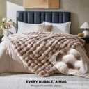Fluffy Faux Rabbit Fur Bubble Queen Blanket,Tie Dye Brown,90"x90"