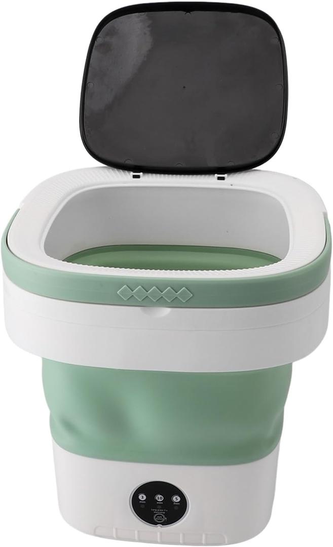 Mini Portable Washing Machine Bucket, 100-240V Space Saving Easy Installation Foldable Washing Machine Soft Tumble Dry Function Automatic 7.5L for Bedroom