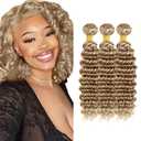 Ash Blonde Bundles Blonde Deep Wave Bundle #22 Wet and Wavy Bundles 12 14 16 inch Color 22 Human Hair Bundle 300g