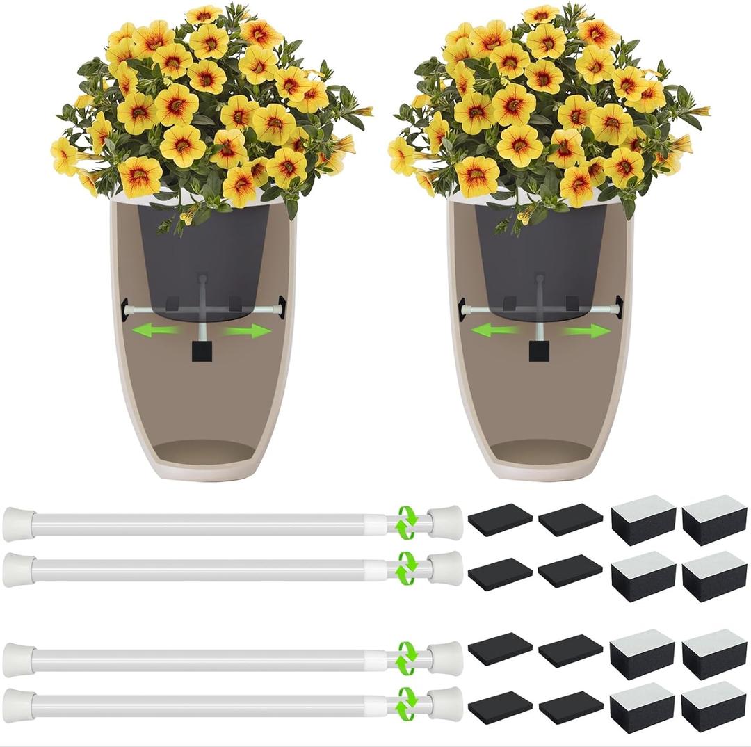 2 Pack Adjustable Planter Inserts for Pots, 10-17 Inch Plant Risers for Inside Pots, Pot Fillers for Indoor Outdoor Square Round Tall Tapered Planters