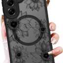 OOK Frosted Magnetic Case for Samsung Galaxy S26, Black Sunflower Floral | Compatible with MagSafe, Cute Flower Blooms Shockproof Cover for Women & Girls