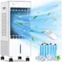Portable Air Conditioners, Evaporative Air Cooler, 3-Side Air Intake Portable AC Unit w/ 8L Larger Water Tank, 3 Speeds, 60°Oscillation,7.5H Timer, Swamp Cooler for Room Home Office