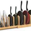 Bamboo Pot Lid Organizer, Pots and Pans Organizer Inside Cabinet, Pot Lids holder for Kitchen Countertop