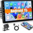 1G+32G Android 15 Radio 10.1 Inch Double Din Car Stereo with GPS Navigation Touch Screen Car Radios with Backup Camera, Support WiFi Bluetooth FM, Mirror Link+Dual USB