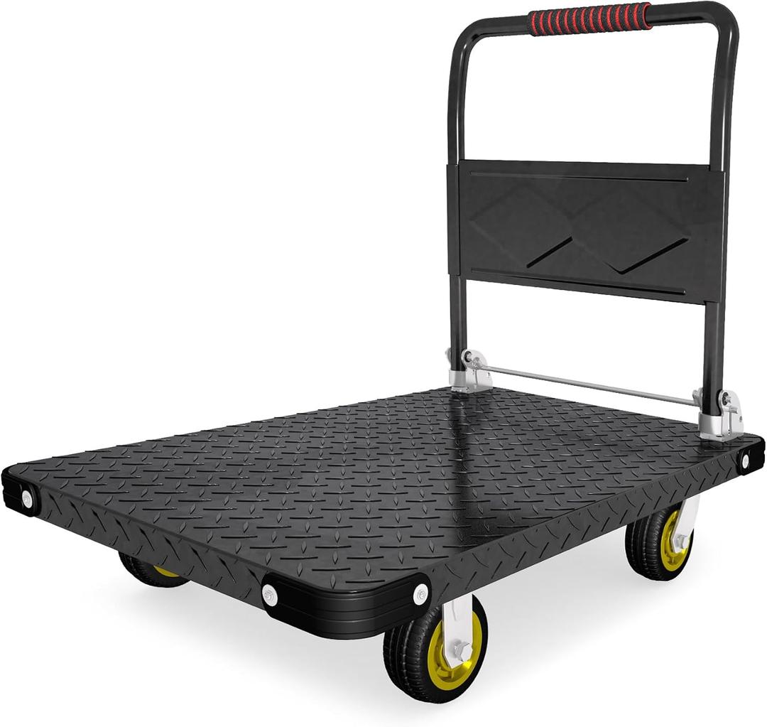 Platform Truck, Foldable Flatbed Cart Heavy Duty Push Cart Dolly Large Platform w/ 5'' Swivel Wheels 2000LBS Capacity Moving Hand Dolly for Groceries, Garage, Warehouse (35'' L x 22.5'' W)