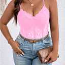 COZYEASE Women's Plus Size Lace Bustier Cami Bodysuit Sleeveless Sheer Mesh Corset Romper (L)