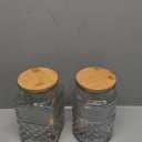 Viovian Decorative Glass Jar with Lid and Spoon 38 OZ Square Thick Glass Storage Jars Airtight Lids Clear Vintage Canister Container for Food Candy Cookie Sugar Coffee Tea Nuts Snack Dog Treat