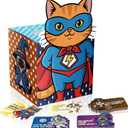 Jaywayang Valentine Box for Kids Classroom School Gifts Exchange, Dog and Cat Valentine's Day Cards for Boys Girls Greeting Party Favor(1 Mailbox, 36 Dog and Cat Cards, 4 Teacher Card)
