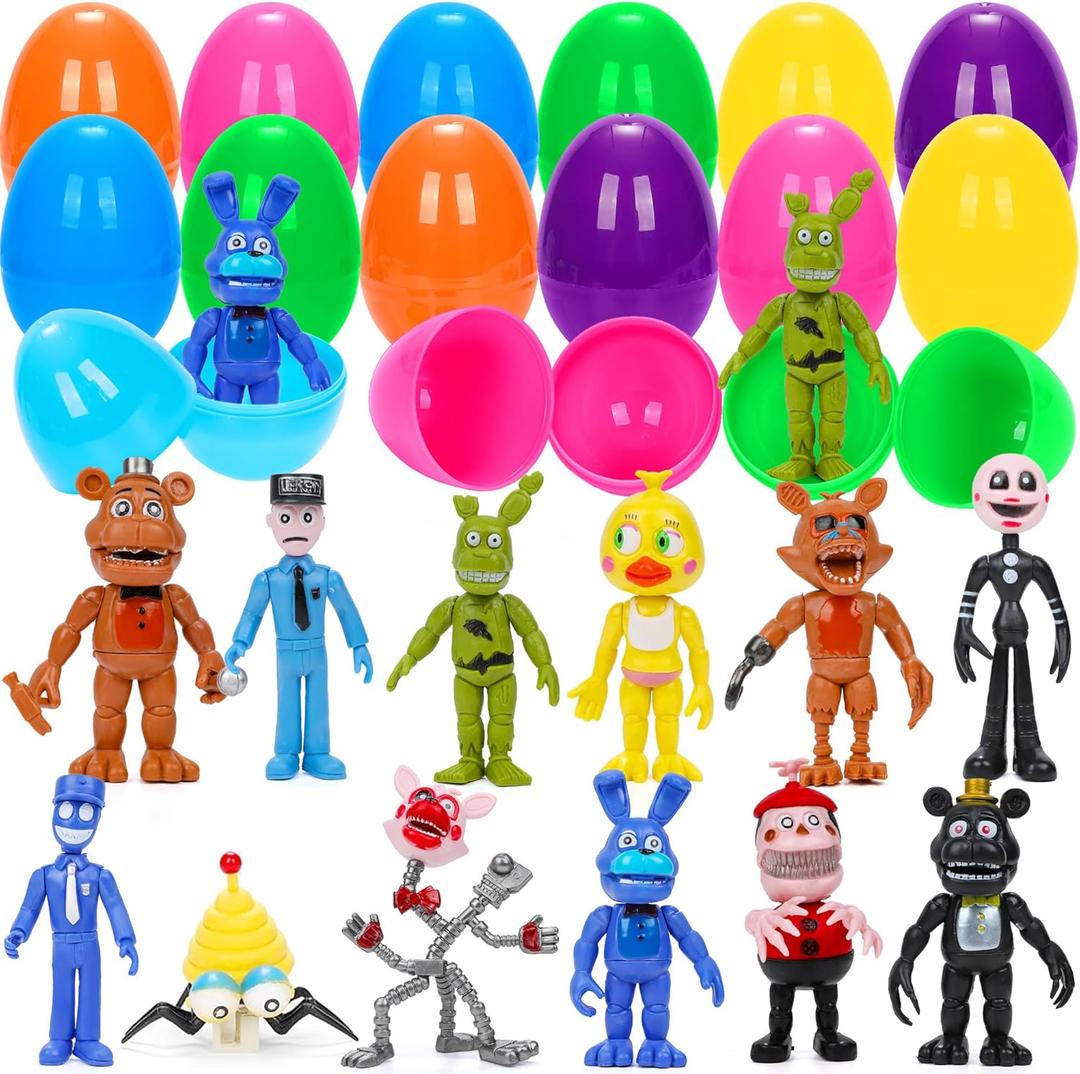 Easter Eggs Filled Toys for Kids, 12 Pcs Easter Eggs Stuffers Toys Horror Game Character Toys Set