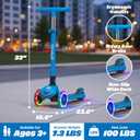 SKIDEE Kick Scooter for Kids Ages 3-5 | Foldable 3 Wheel Scooter with Lean-to-Steer, Adjustable Height, Removable Seat & LED Light Wheels | Toddler Scooter Up to 12 Year Old Boys/Girls