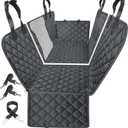 URPOWER 6-in-1 Dog Car Seat Cover for Back Seat, Waterproof Dog Car Hammock with Mesh Window & Side Flap, Pet Backseat Protector for Car, SUV, Truck (Standard (54" W x 58" L ), All Black)