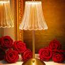 Vintage Lamp,2000mAh Rechargeable Lamps Cordless Lamp,3 Colors+10 Brightness Small Battery Operated Lamps for Bedroom (Gold-Rose)