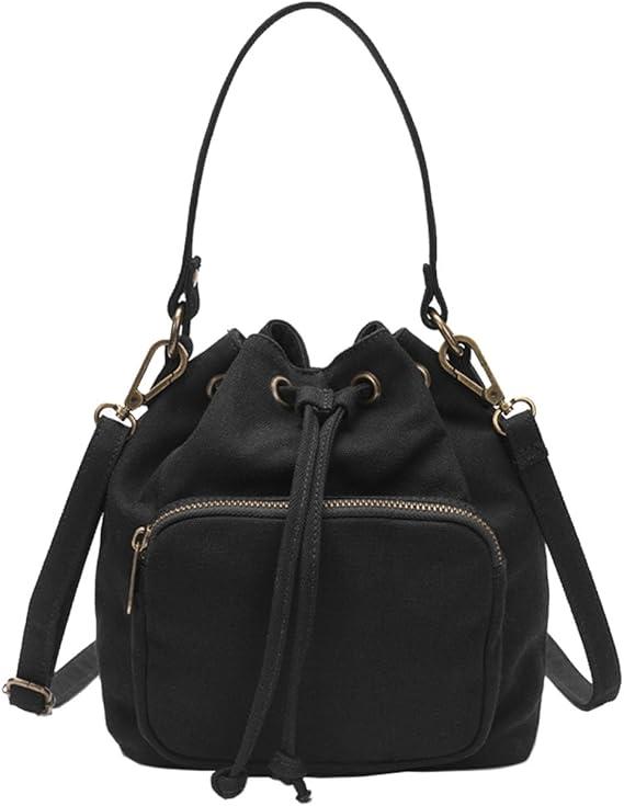 Crossbody Bag for Women - Stylish Bucket Handbag - Lightweight and Convenient - Ideal for Everyday Use (Black/Nylon)