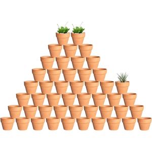2 Inch Terracotta & Clay Plant Pots with Drainage Hole - 48 Pack Mini Terra Cotta Pots for Indoor Outdoor Plants, Breathable Unglazed Classic Planter Pots for Succulents, Herbs, Flowers