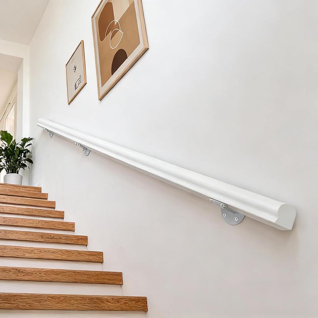 Wooden Handrails, Non-Slip Staircase Handrail, Wall Mounted Barrier-Free Staircase Grab Bar for Elderly, for Home Garden Corridor Lofts Kindergarten Guardrail Decking Railings (4FT)