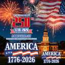 2 Pack 250th Independence Anniversary Stickers 1776-2026 Patriotic USA Flag Vinyl Decal, Waterproof Outdoor Sticker for Car Window, Truck & Laptop (12 x 8 inch)