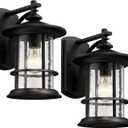 MICSIU Textured Black Outdoor Wall Light 2 Pack, Clear Seedy Glass Large Exterior Porch Wall Lantern, H12.5 Inch Exterior Lights for House, Front Porch, Patio, Backyard.