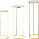 3pcs Metal Cylinder Pedestal Stand for Party, Cilindros Para Decoraciones De Fiestas, Round Cake Pedestal Tables for Wedding Display, Event Decor with Floral Plant, Birthday Backdrop- Gold