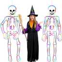 Hiboom 2 Pcs Large Halloween Jointed Skeletons 59 Inch Skeleton Cardboard Decoration Hanging Halloween Decorations Cutout Vintage Skull Holographic Paper Decor for Wall Window Door Hanging Decor