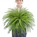 Velener 36 Inch Artificial Boston Fern Large Hanging Plant, Fake Fern Plants Bush Indoor for Home Decor, Faux Plants Outdoor, Garden, Office, Garden Decoration(Green)