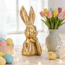 AOMOONOA Gold Bunny Statue, Resin Easter Bunny Figurine, Golden Rabbit Head Bust Sculpture, Thinking Bunnies Head Decor for Table Centerpiece, Indoor Spring Mantel Easter Decor, Gift