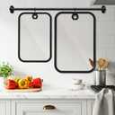 2 Pcs Tempered Glass Cutting Board Set 0.31inch Thick Tempered Glass Black Silicone Edged Chopping Boards with Hanging Holes for Kitchen Countertop & Serving, Dishwasher Safe