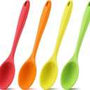 Shappy 4 Pieces Silicone Mixing Spoon Spatula Scrapers for Cooking, 10.6 Inch Heat Resistant Large Non Stick Basting Utensil for Mixing, Baking, Serving and Stirring(Spoon,Bright Color)