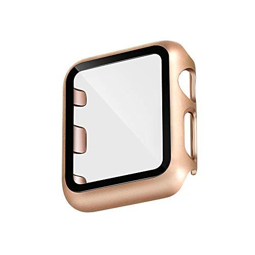 WITHit Protective Glass Cover with Integrated Bumper, Compatible with Apple Watch, 42mm (Series 1-3 only), Gold/Rose Gold – Seamless Fit, Easy Installation, Screen Protector and Bumper for Apple Watch