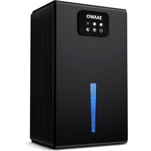 Dehumidifier for Home with Auto Shutoff Sleep Mode, 1000 Sq Ft | Quiet for Bedroom Basement Bathroom with Portable 95oz Water Tank, Auto Shutoff, 7-color LED light, Black