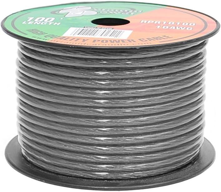 Pyramid RPB10100 Ground Wire 10-Gauge, 100 Feet, Flexible, OFC Cable Wire, Translucent (Black)